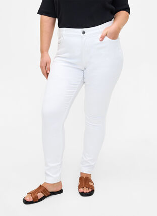 Viona jeans med normal midja, White, Model image number 2