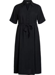 Midi skjortkl&auml;nning med knytb&auml;lte, Svart
