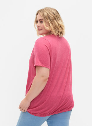 Melerad t-shirt med resårkant, Beetroot Purple Mél, Model image number 1
