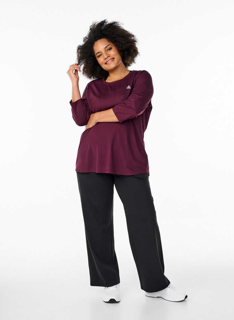 Tr&auml;ningsblus med trekvarts&auml;rm, R&ouml;d, Model image number 1