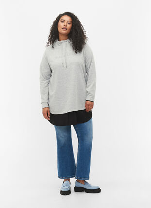 Sweatshirt med hög krage, Light Grey Melange, Model image number 2