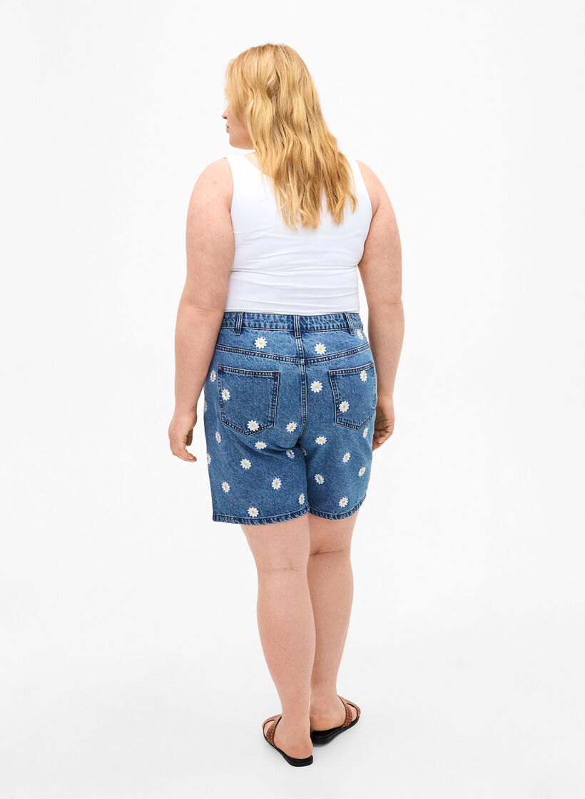 Mille shorts med hög midja och broderade blommor, L.B. Flower, Model image number 1