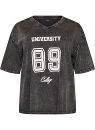 Oversized t-shirt i ekologisk bomull med collegetryck, Svart