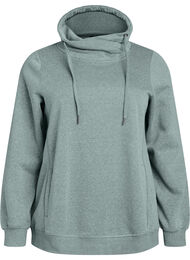 Sweatshirt med h&ouml;g krage och fickor, Gr&ouml;n