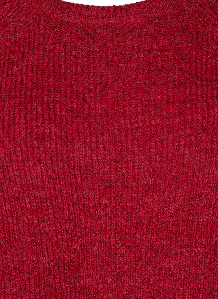 Ribbstickad tr&ouml;ja med 3/4-&auml;rm, R&ouml;d, Packshot image number 2