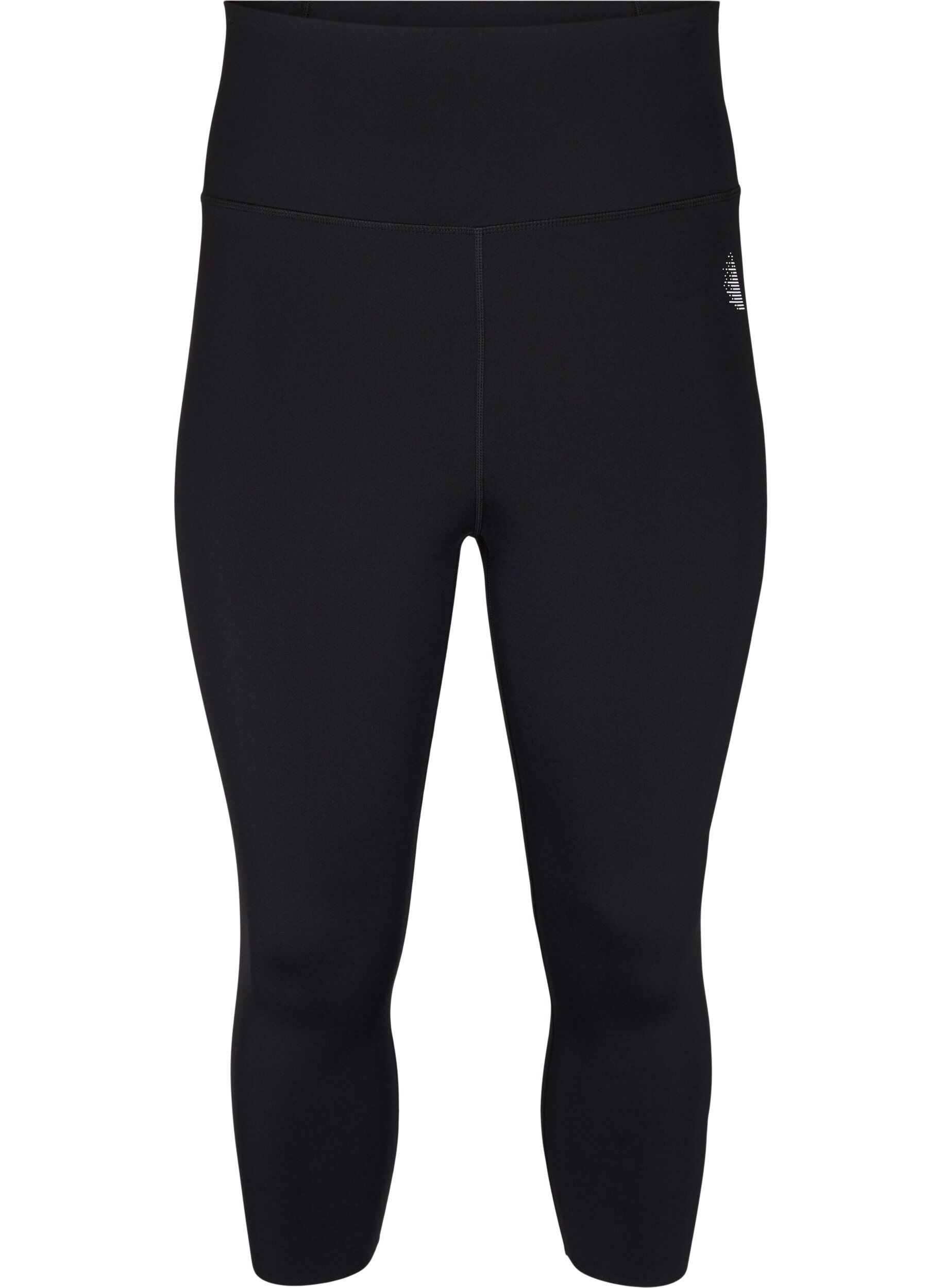 Zizzi CORE, SUPER TENSION TIGHTS - tr&auml;ningstights med 3/4-l&auml;ngd och ficka, Black, Packshot image number 0