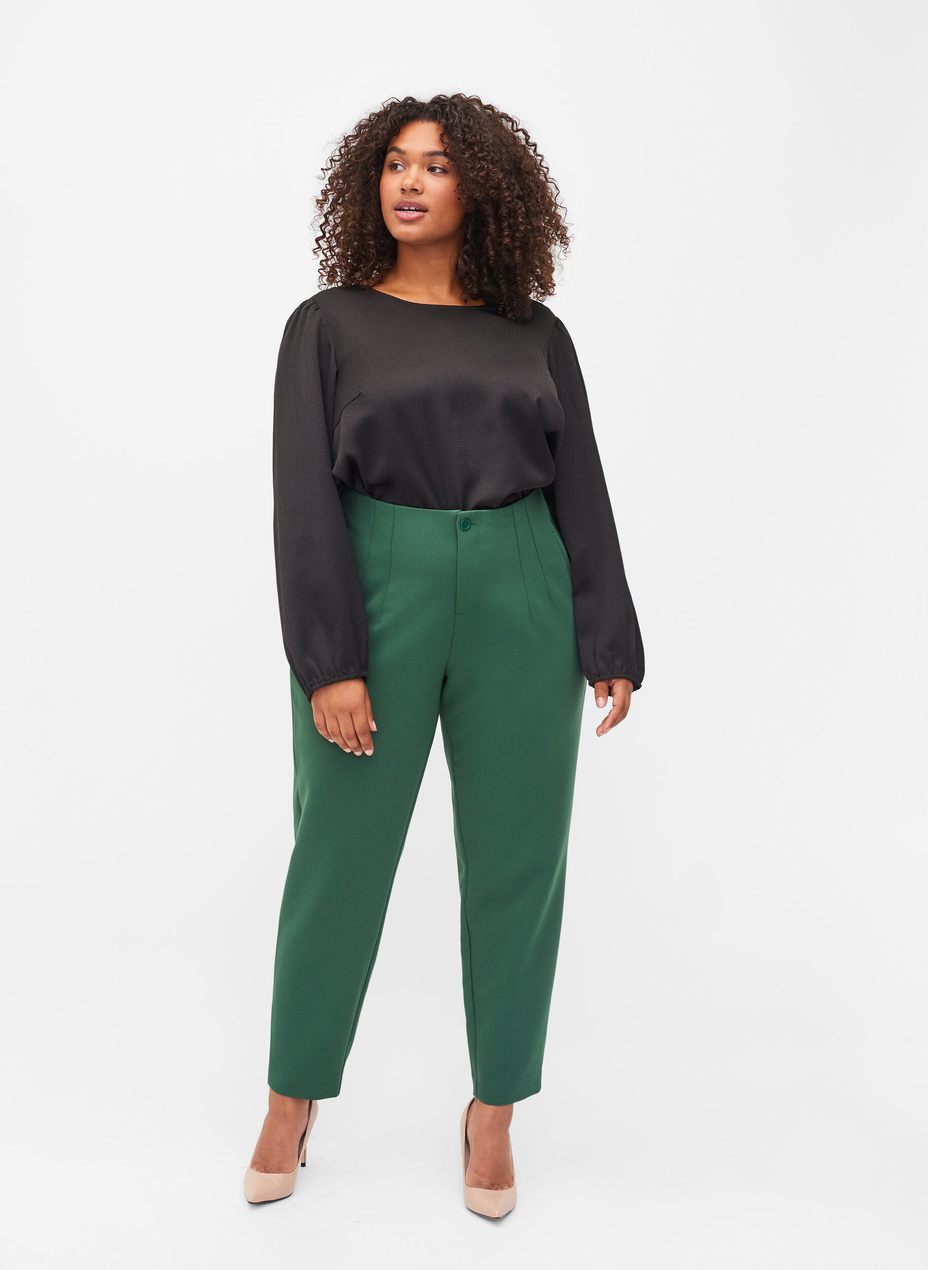 Zizzi L&aring;ng&auml;rmad blus med rund halsringning, Black, Model image number 3