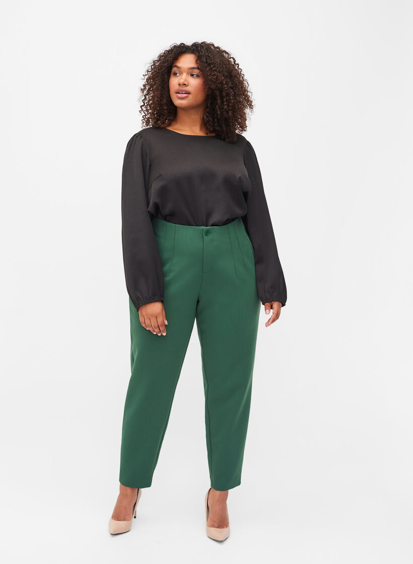 Långärmad blus med rund halsringning, Black, Model image number 3