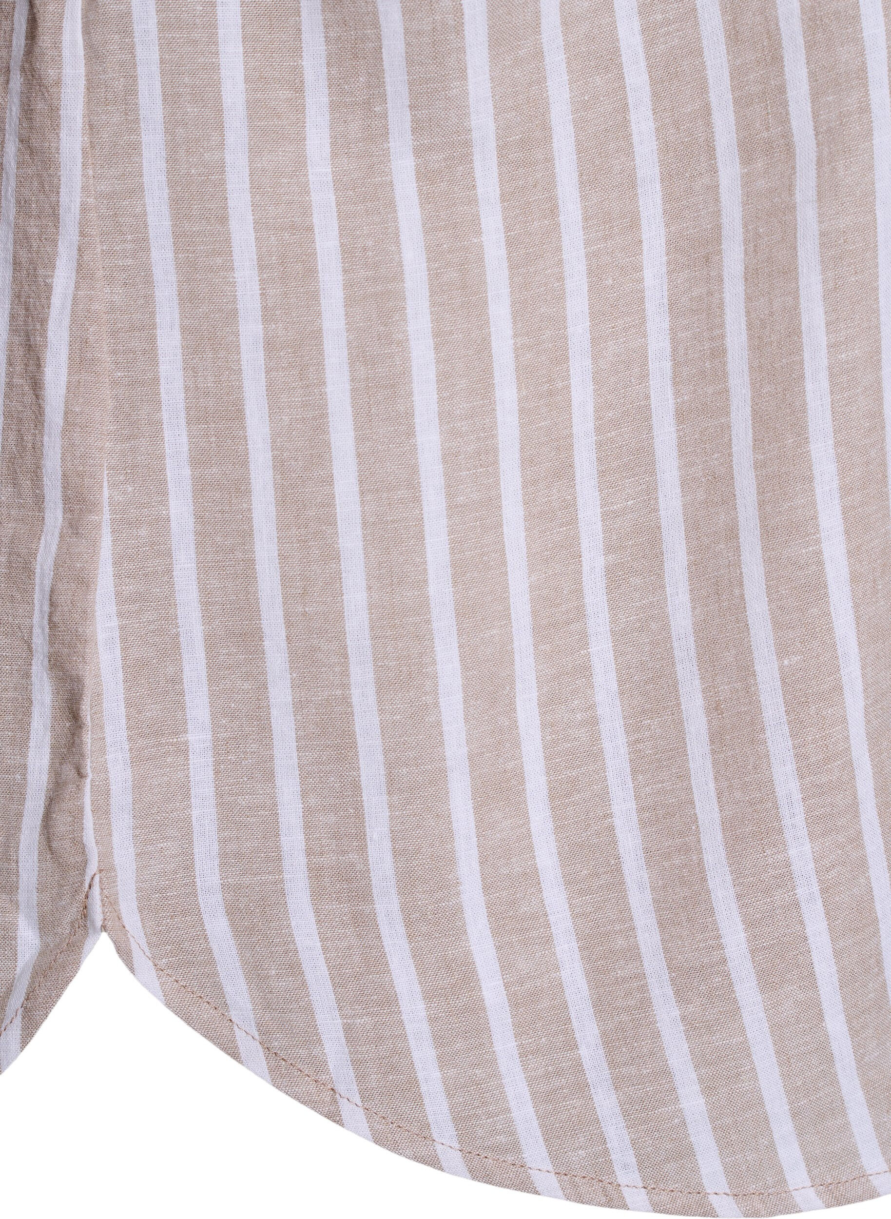 Zizzi Skjorta i linne och viskos med 3/4-&auml;rmar, Beige, Packshot image number 3