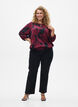 Blus i viskos med blomm&ouml;nster och smock, M&ouml;rk Bordeaux, Model image number 1