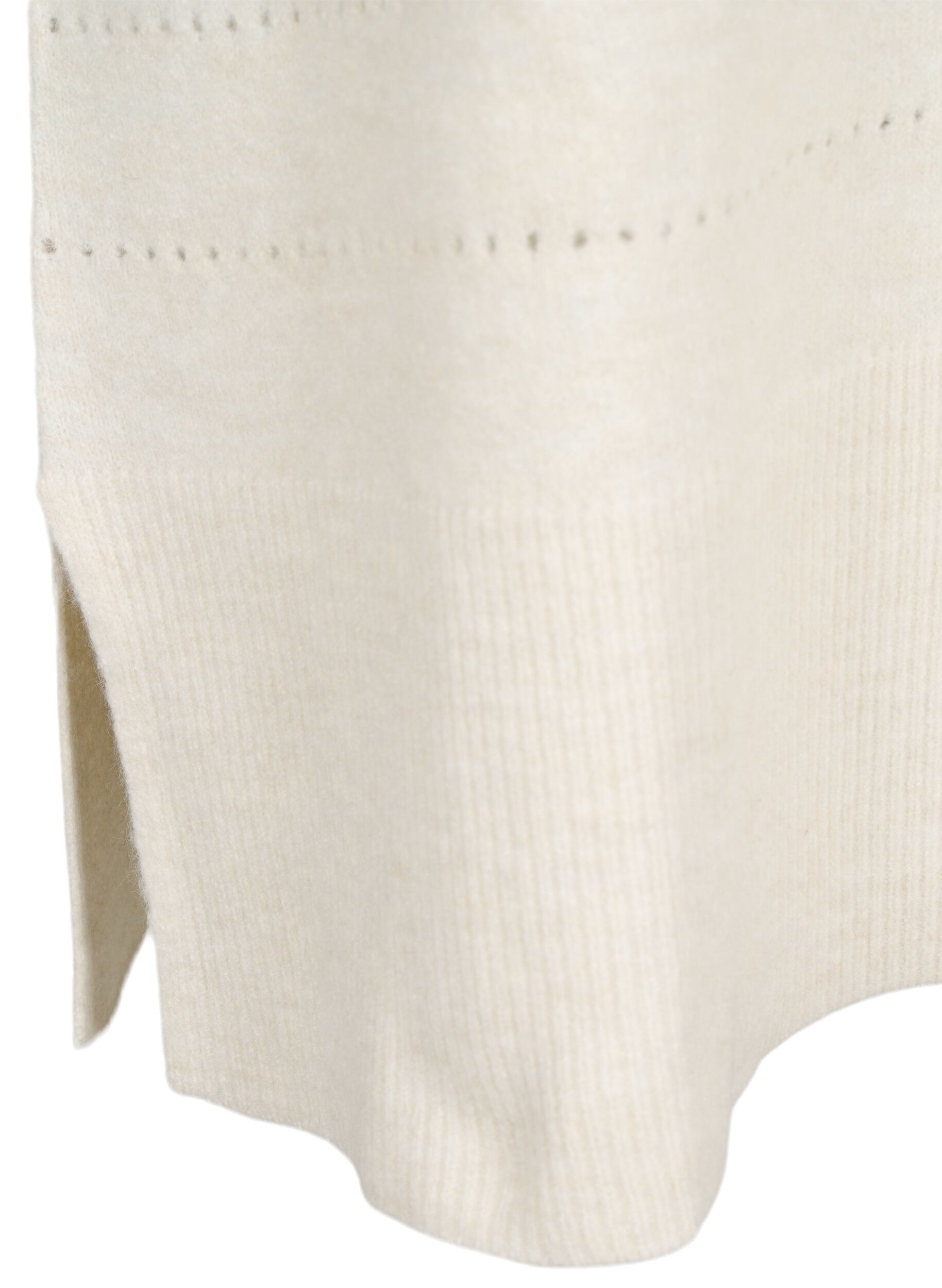 Zizzi Stickad kl&auml;nning med slitsar och h&aring;lm&ouml;nster, Birch Mel., Packshot image number 3