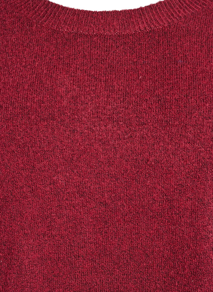L&aring;ng stickad blus med kulknappar, M&ouml;rk Bordeaux, Packshot image number 2