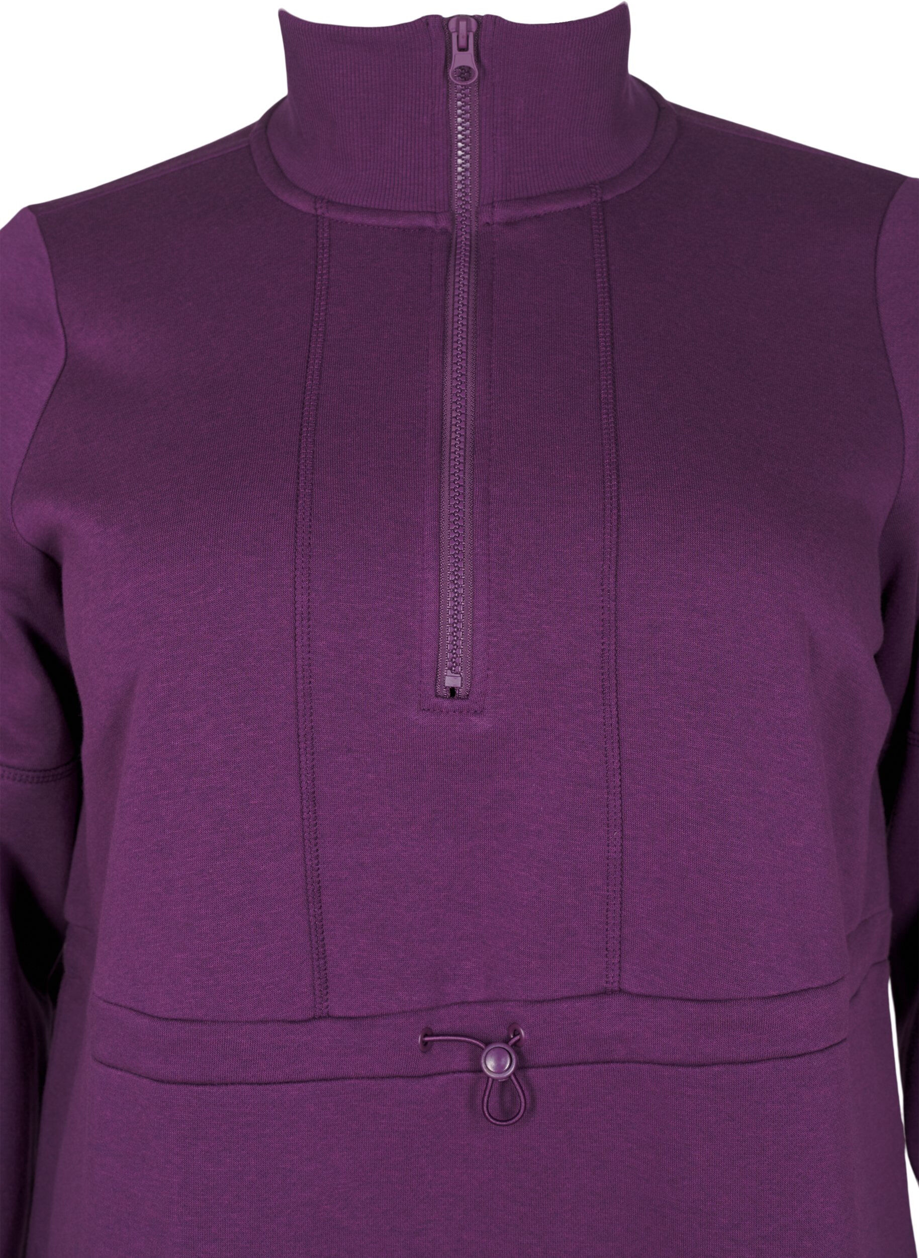 Zizzi Kort sweatshirtkl&auml;nning med h&ouml;g hals och justerbar midja, Deep Purple, Packshot image number 2