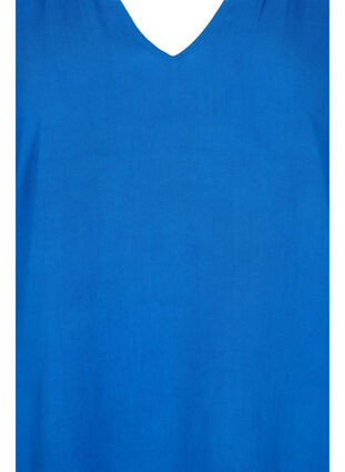 Kortärmad klänning i viskos med v-ringning, Classic Blue, Packshot image number 2