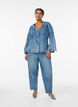 Jeansjacka med formande s&ouml;mmar och v-ringning, Bl&aring;, Model image number 1