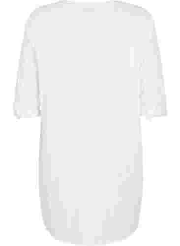 Randig tunika med V-ringad hals och knappar, Lavender Stripe, Packshot image number 1