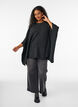 Stickad poncho med rund hals, Gr&aring;, Model image number 1