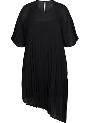Klänning med 2/4-ärmar och a-linjeform, Black, Packshot image number 0