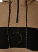 Anorak i fleece med huva och kontrastpanel, Brun, Packshot image number 2