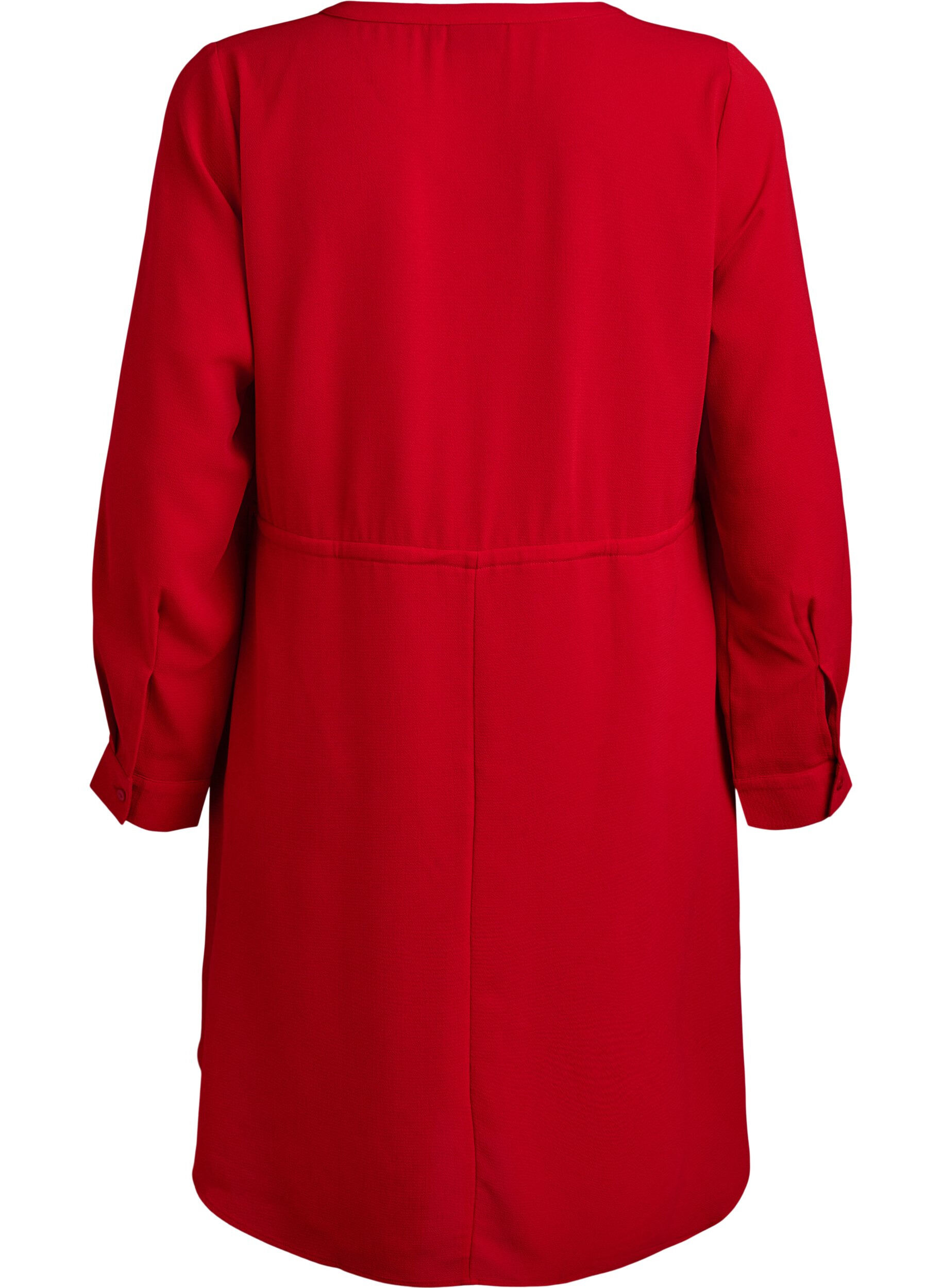 Zizzi Kn&auml;l&aring;ng kl&auml;nning med knytsk&auml;rp, R&ouml;d, Packshot image number 1