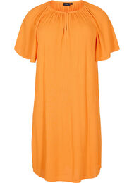 Kortärmad klänning i viskos, Orange Peel