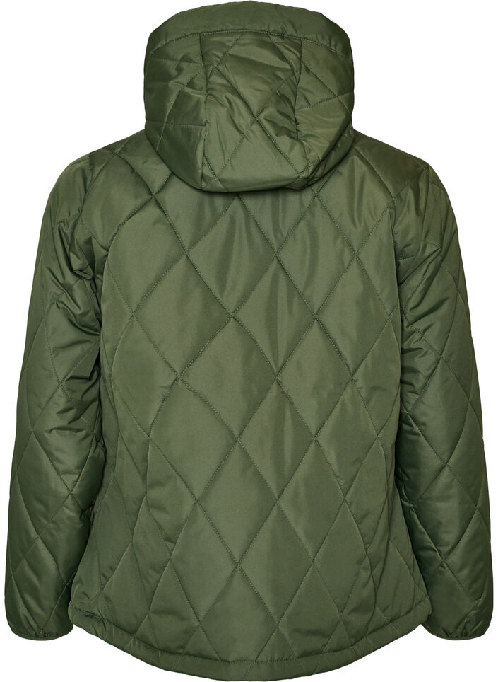 L&auml;tt vadderad jacka med diamantquilt, Gr&ouml;n, Packshot image number 1