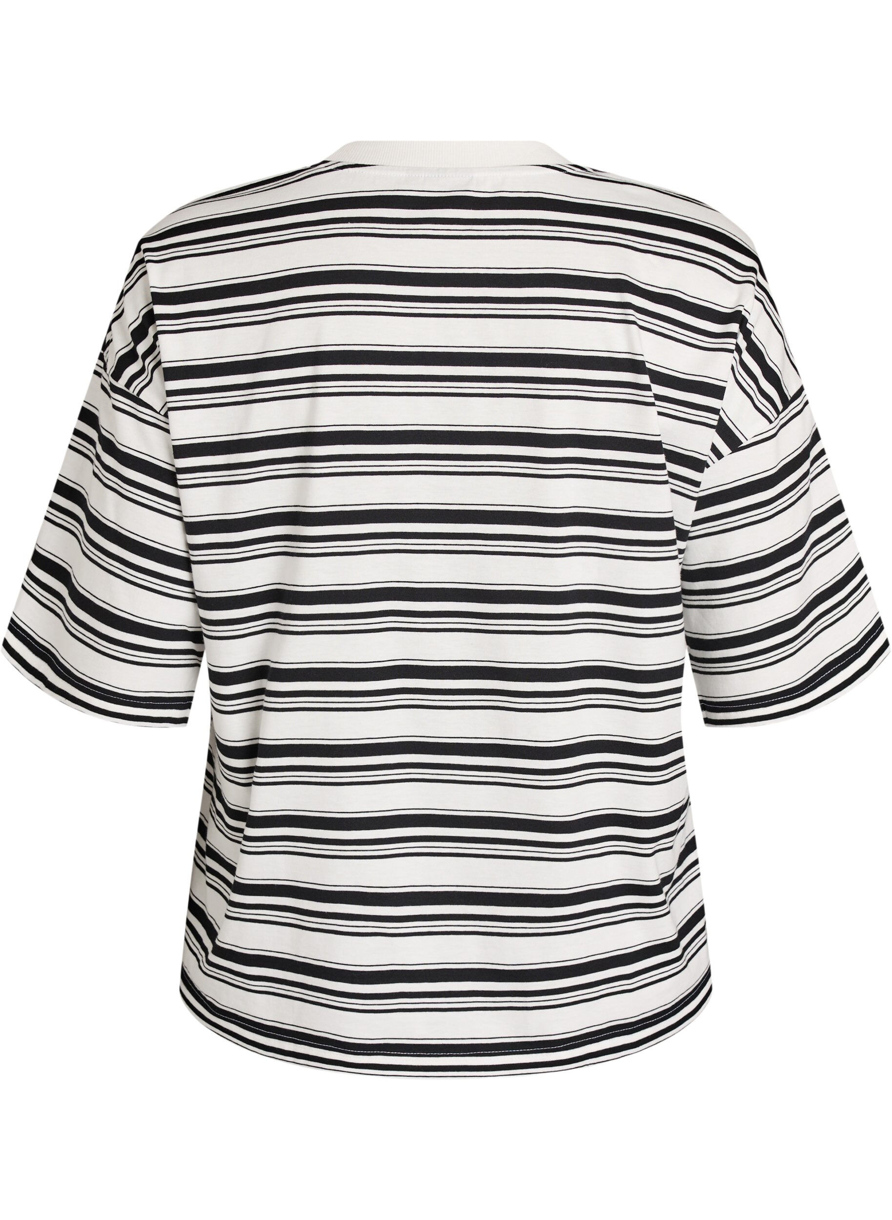 ZizziBoxig t-shirt med randigt m&ouml;nster, Svart, Packshot image number 1