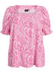Blus i viskos med paisleym&ouml;nster och fyrkantig halsringning, Rosa, Packshot image number 0
