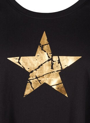 A-linjeformad och asymmetrisk t-shirt i bomull, Black STAR, Packshot image number 2