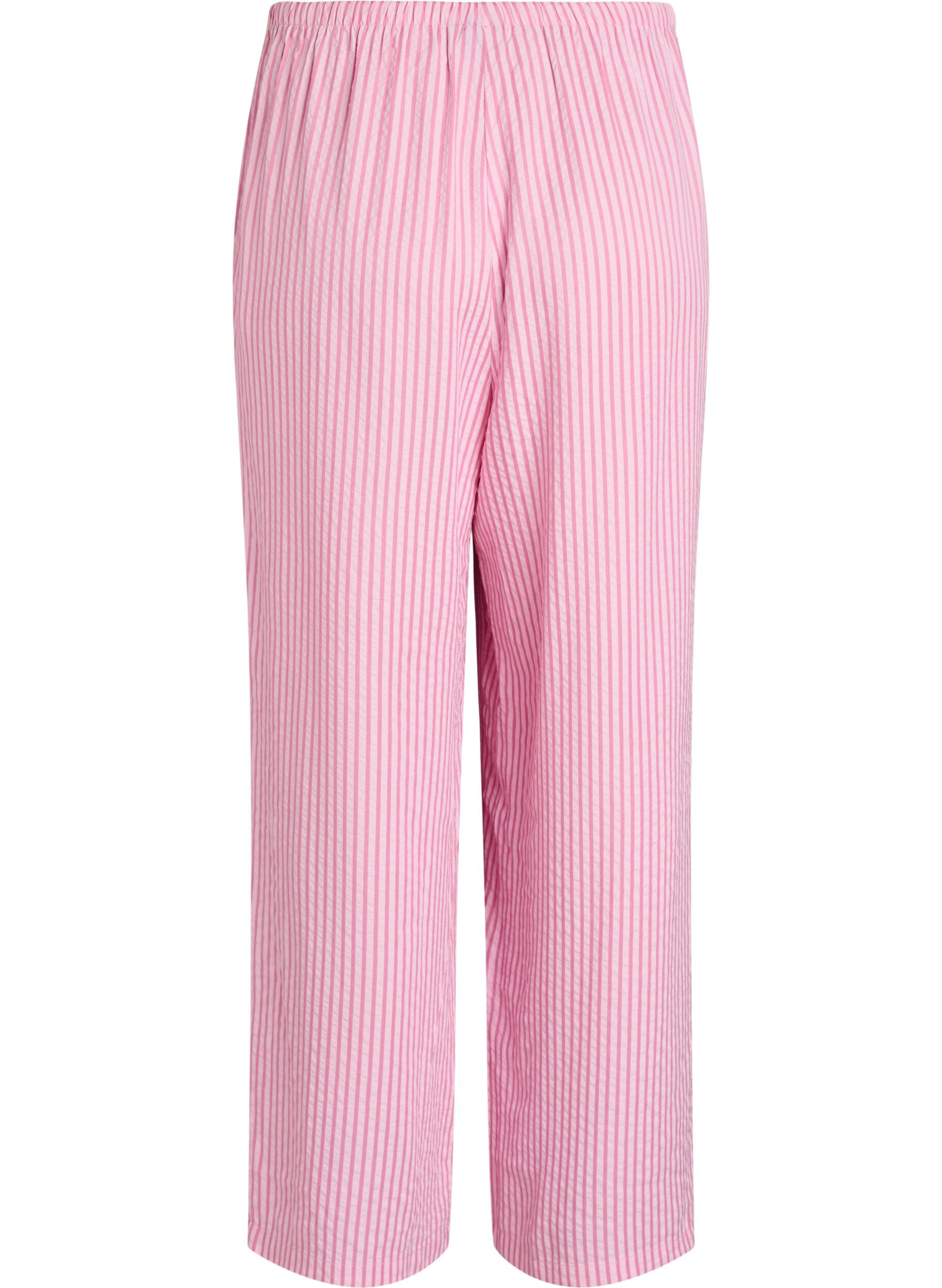 Zizzi L&ouml;sa pyjamasbyxor i seersucker med h&ouml;g midja, Rosa, Packshot image number 1