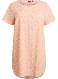 Kort kl&auml;nning med krinklad textur och korta &auml;rmar, Gul