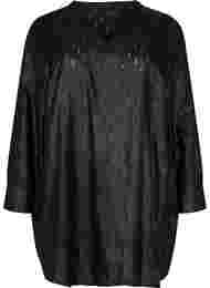 Tunika med textur, långa ärmar och v-ringning, Black