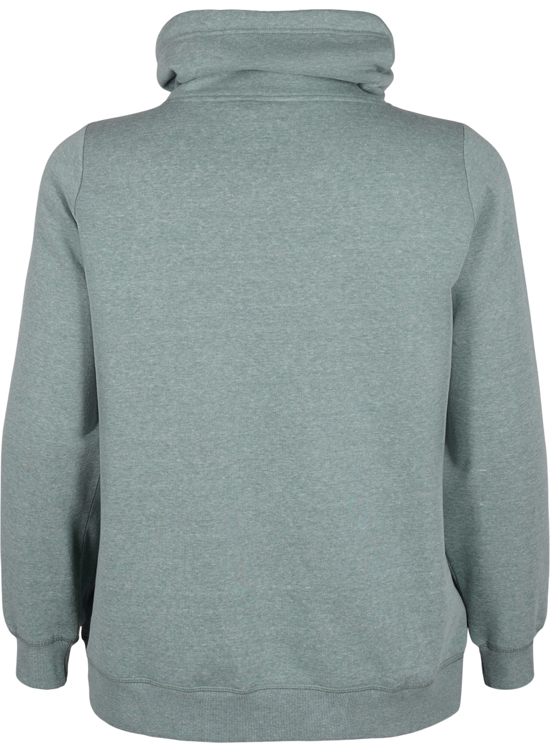 Zizzi FLASH - Sweatshirt med h&ouml;g krage, Balsam Green Melange, Packshot image number 1