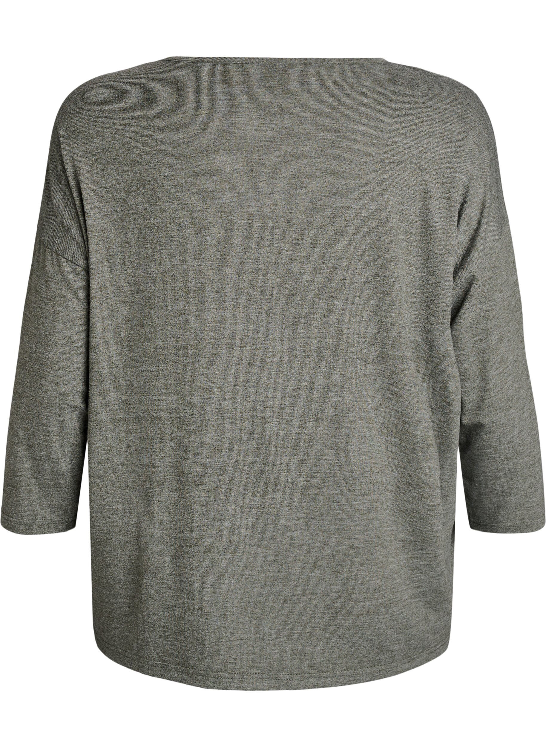 ZizziJerseyblus med 3/4-&auml;rm, Gr&ouml;n, Packshot image number 1