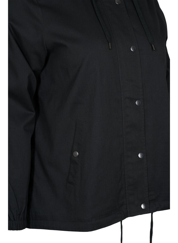Kort parkas med huva och justerbar nederkant, Black, Packshot image number 3