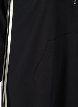 Lång sweatklänning med huva och ficka, Black, Packshot image number 3