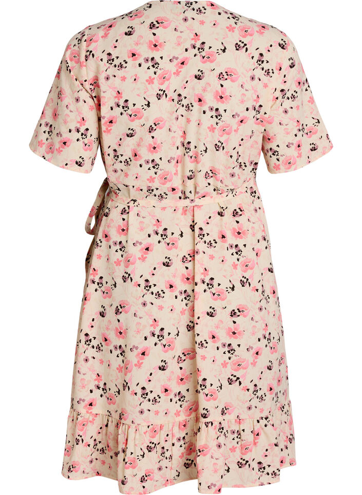 Blommig omlottkl&auml;nning med korta &auml;rmar, R&ouml;d, Packshot image number 1