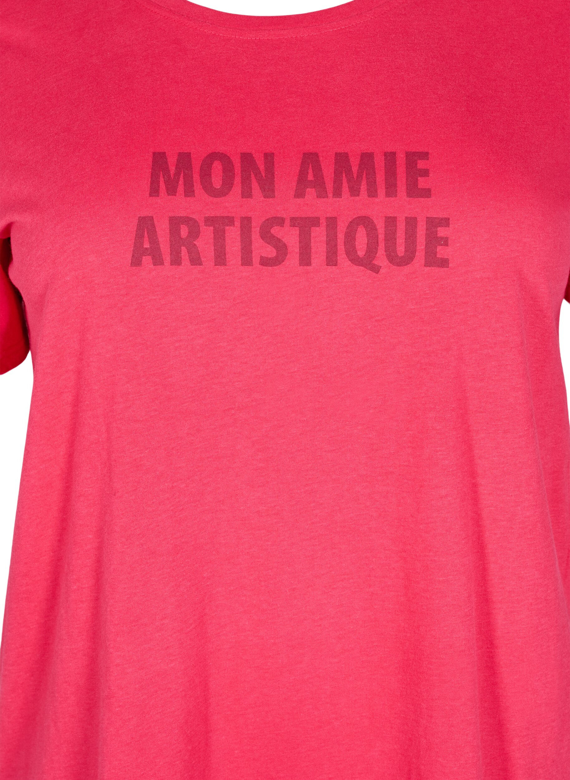 Zizzi FLASH - T-shirt med tryck, Rosa, Packshot image number 2