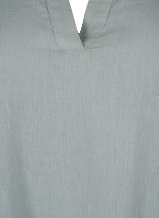 Klänning i bomull och linne med V-ringning, Chinois Green, Packshot image number 2