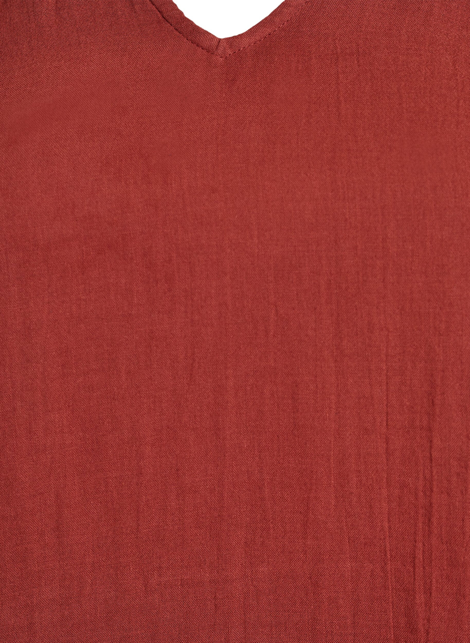 Zizzi &Auml;rml&ouml;s topp i bomullsmuslin med volanger, R&ouml;d, Packshot image number 2