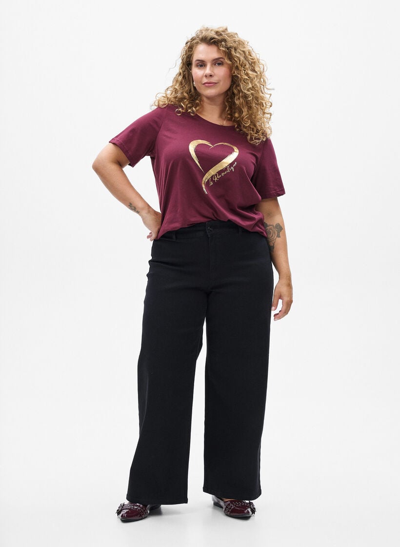 T-shirt med tryck, R&ouml;d, Model image number 1