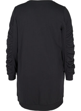 Sweatshirtklänning med fickor och draperade ärmar, Black, Packshot image number 1