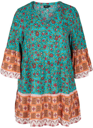 A-linjeskuren tunika med bohemiskt mönster, Indian Paisley, Packshot image number 0