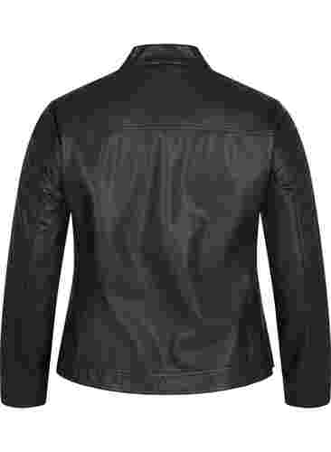 Skinnjacka i läderimitation med fickor, Black, Packshot image number 1