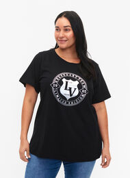 T-shirt i ekologisk bomull med tryck , Black W. Silver LA, Model
