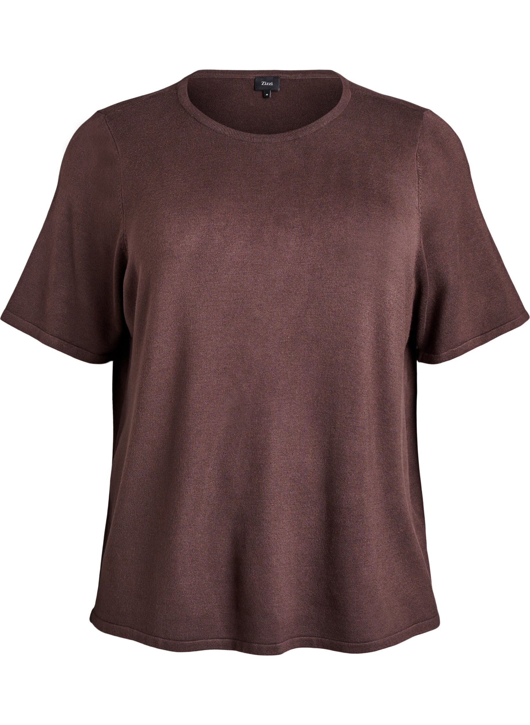 Kort&auml;rmad stickad blus i viskos