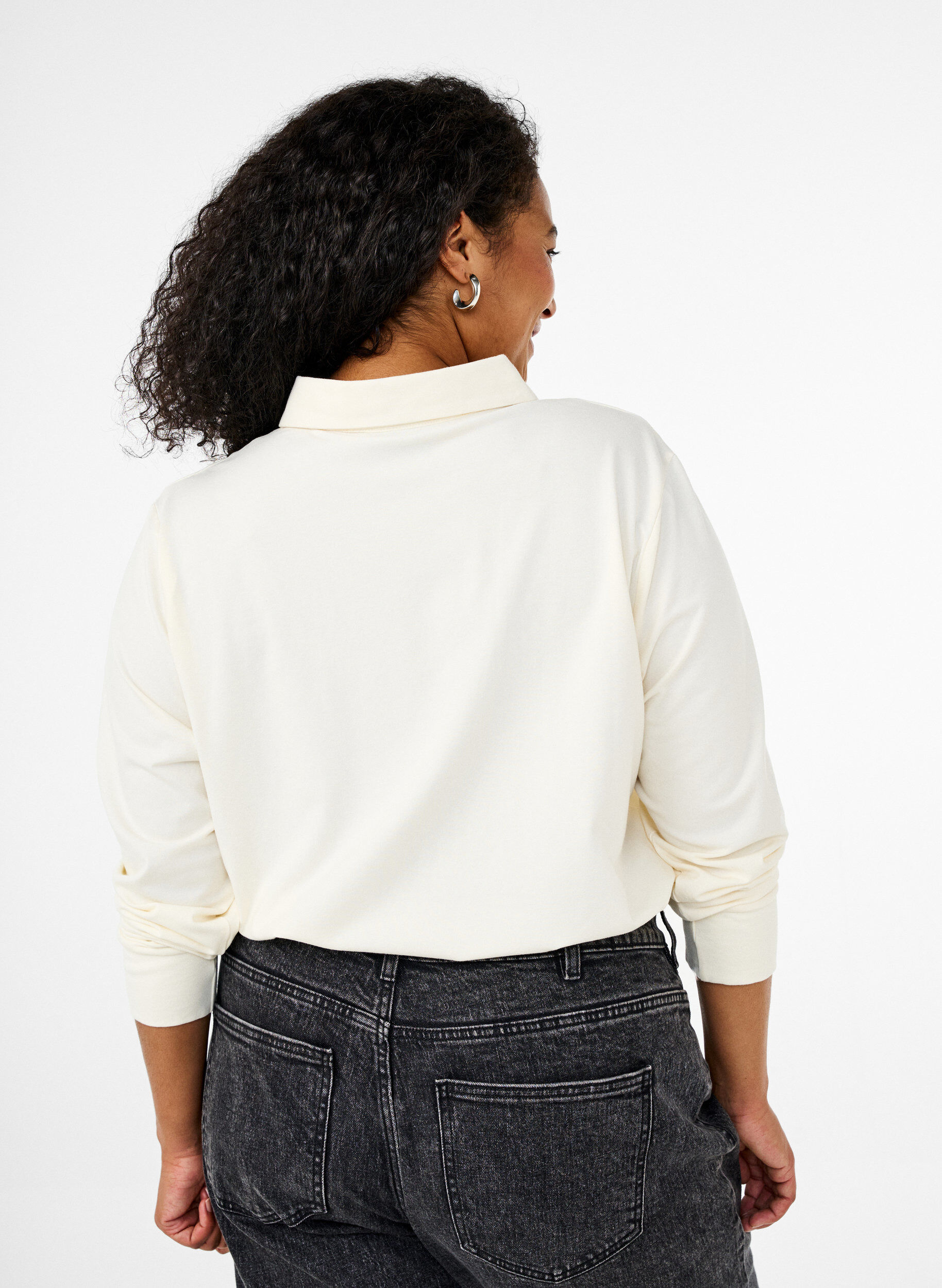 Zizzi Polotr&ouml;ja med l&aring;nga &auml;rmar, Vanilla, Model image number 2