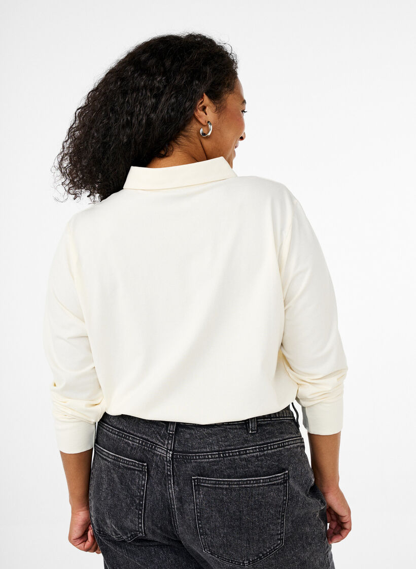 Polotröja med långa ärmar, Vanilla, Model image number 2