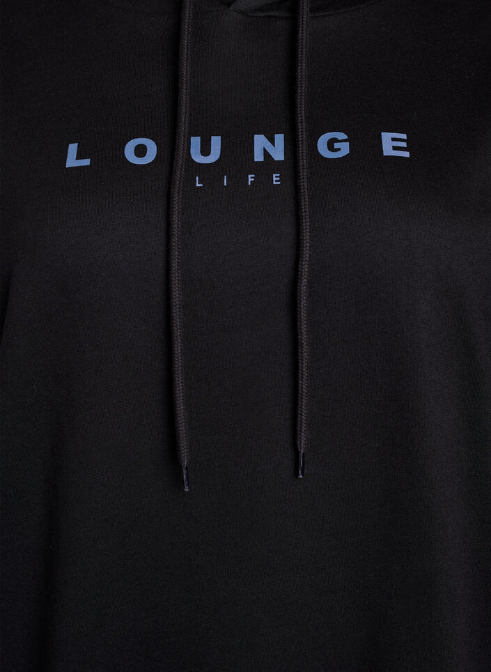 Tröja med huva och tryck, Svart, Packshot image number 2