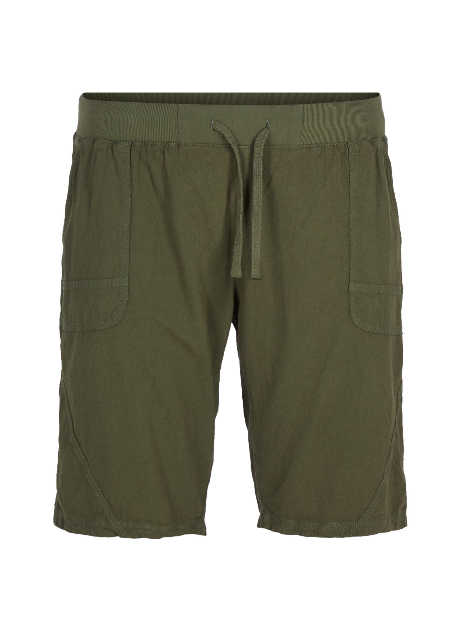 ZizziL&ouml;sa shorts i bomull med fickor, Gr&ouml;n, Packshot image number 0